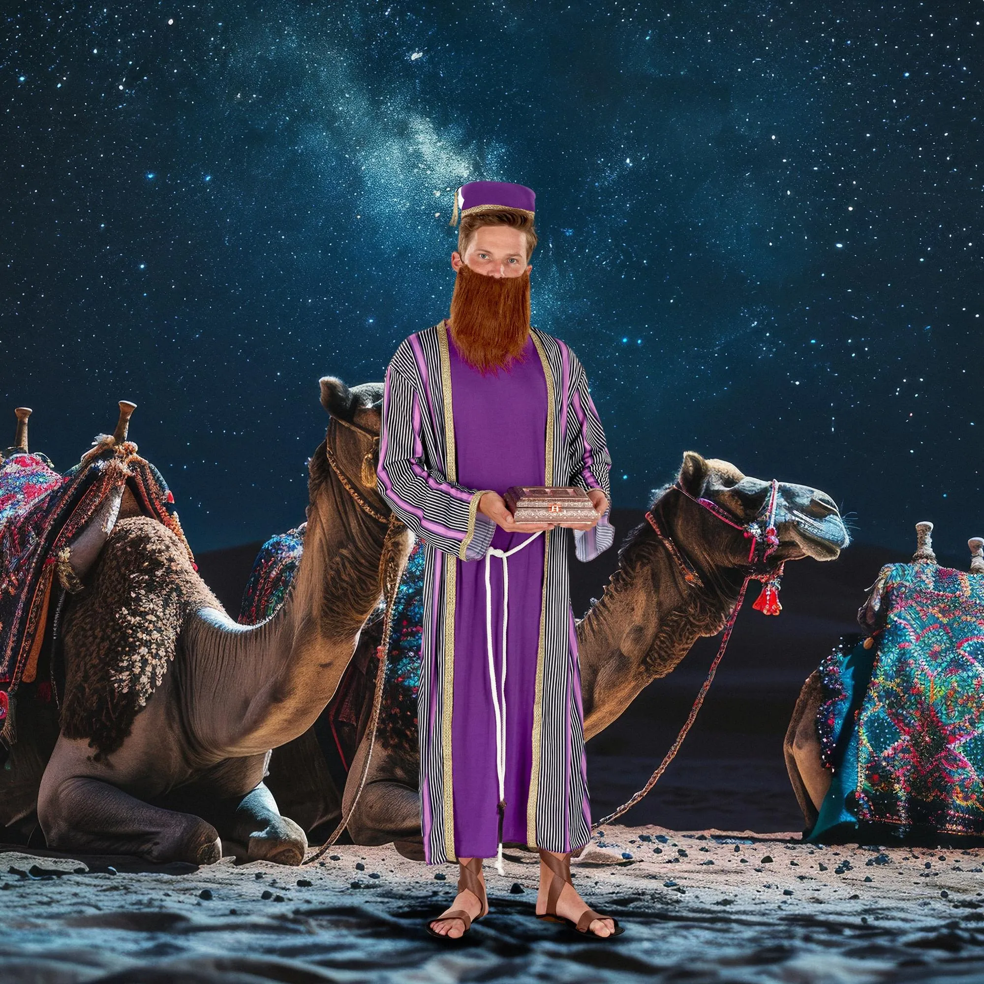 Adult 3 Wise Men Purple with Fez Hat