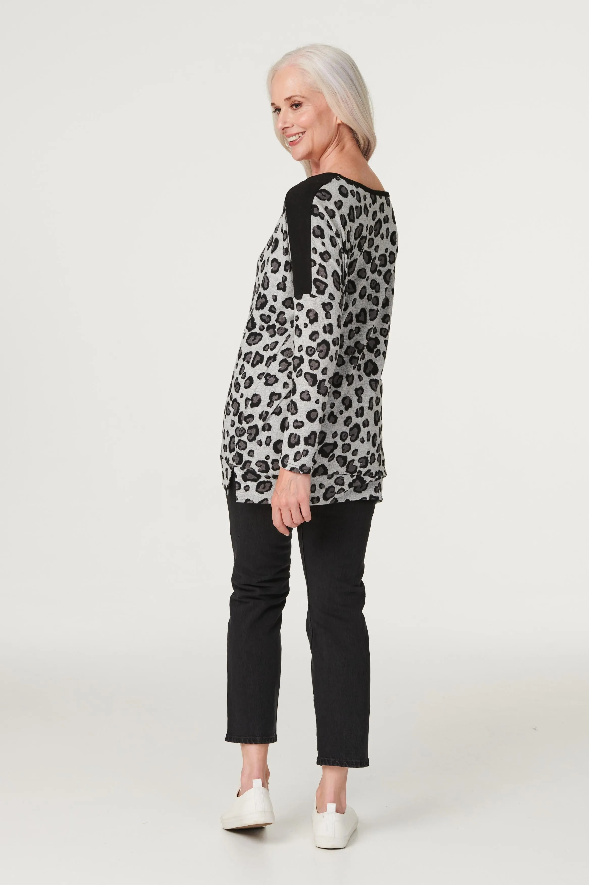 Animal Print Longline Jumper