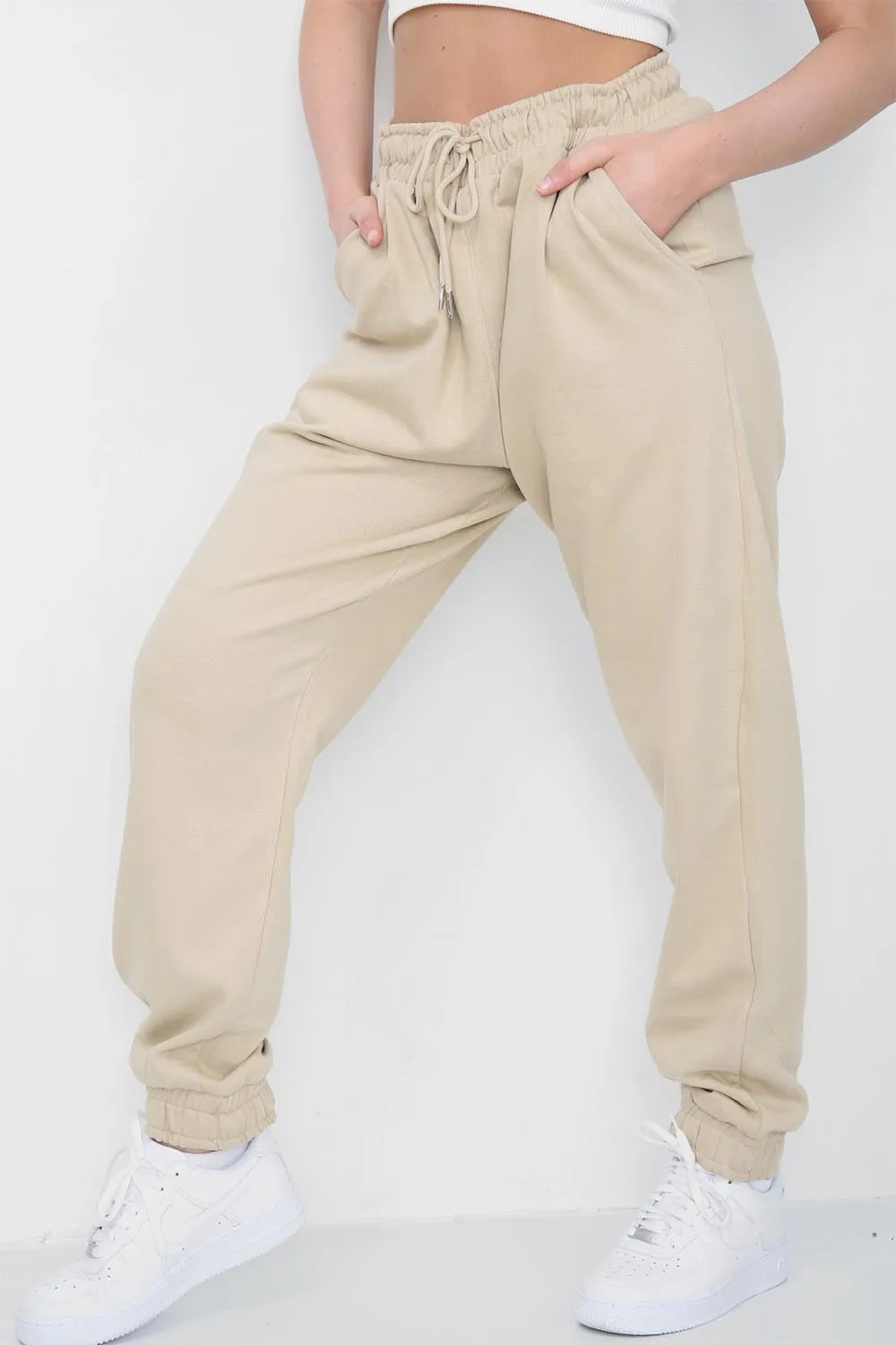 Beige Fleece Lined Joggers