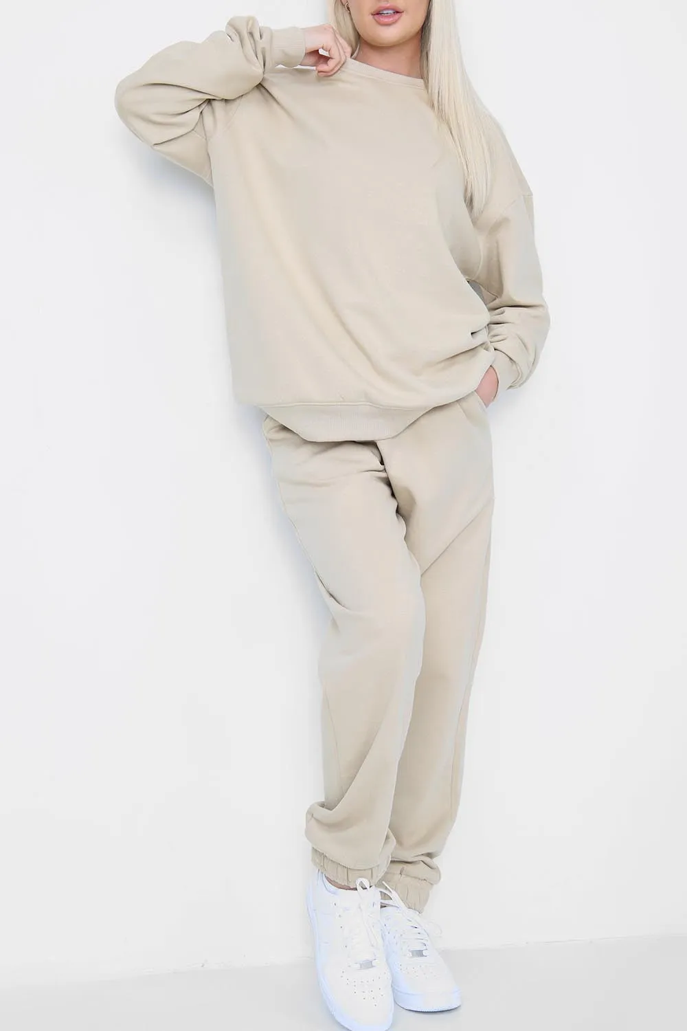 Beige Fleece Lined Joggers