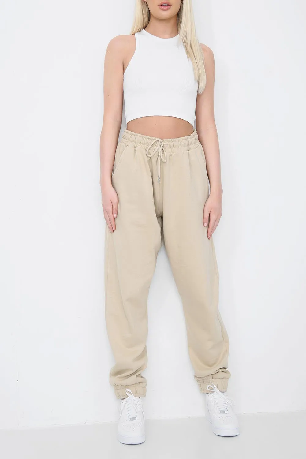 Beige Fleece Lined Joggers