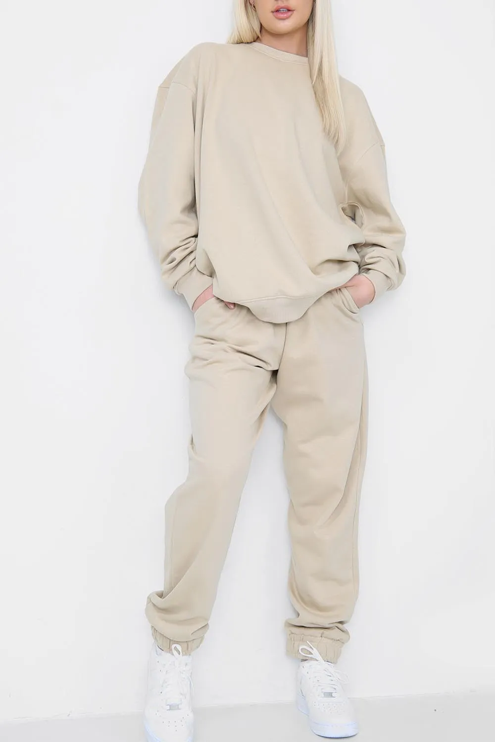 Beige Fleece Lined Joggers