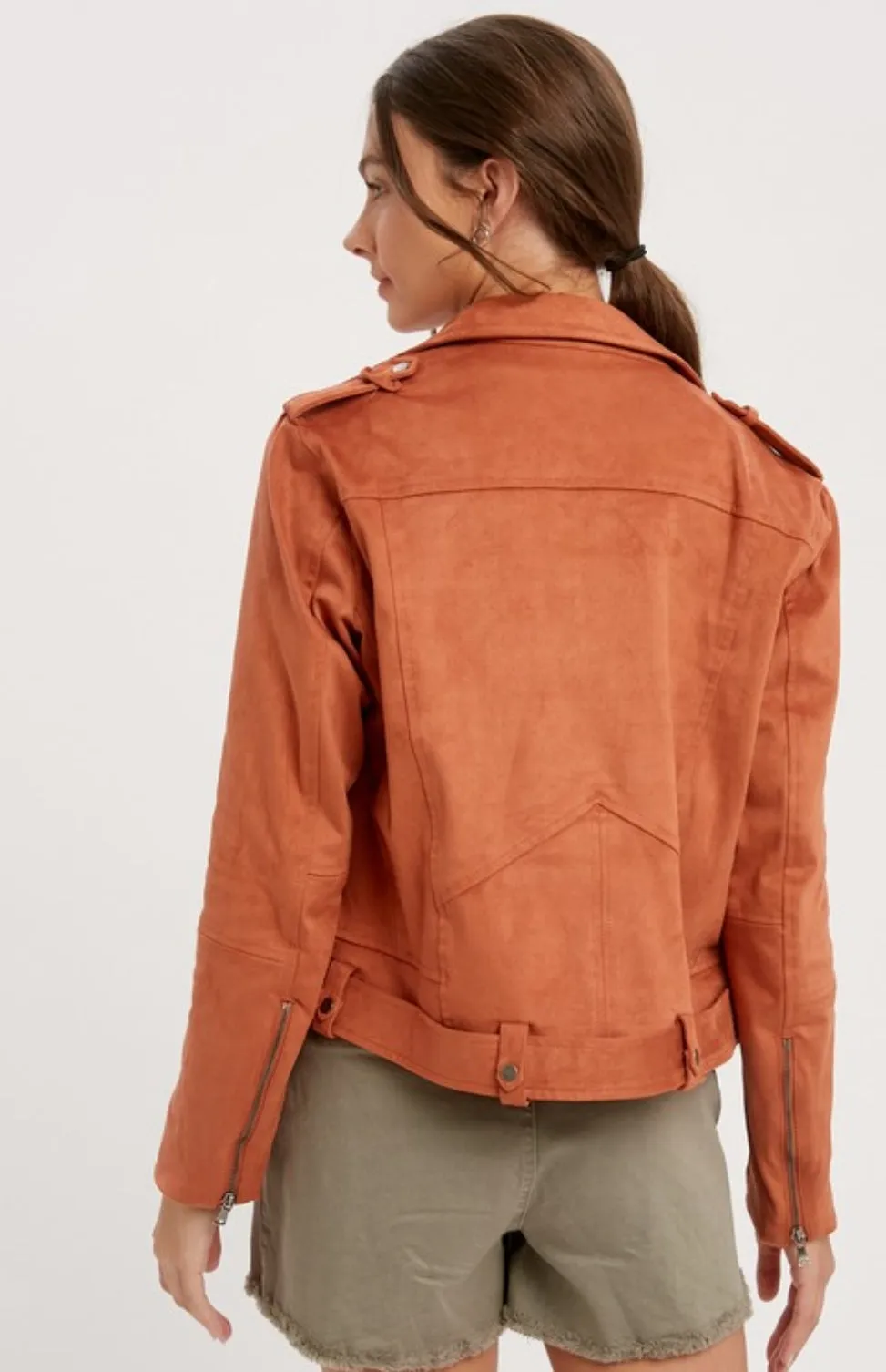 Biker Babe Soft Suede Jacket in Rust * on sale