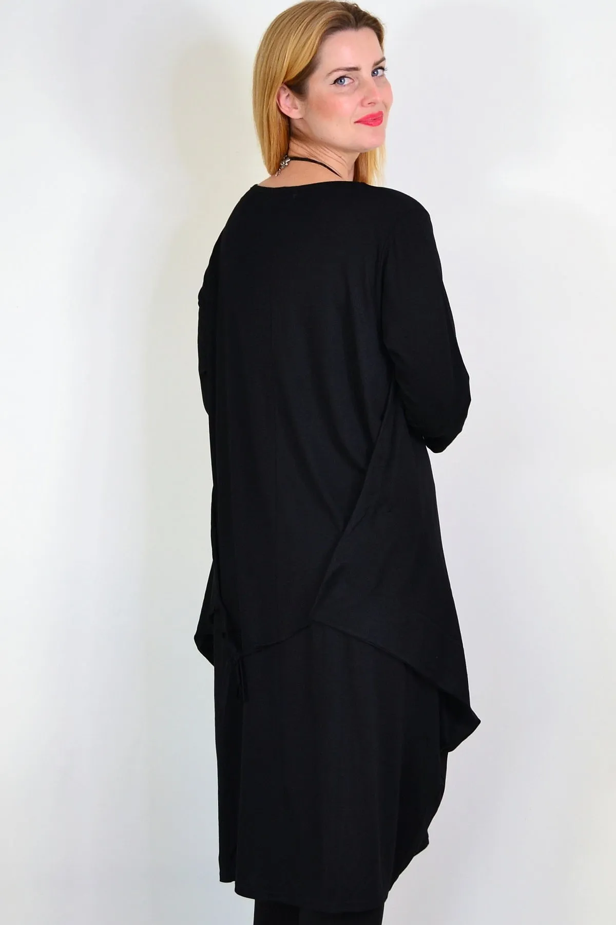 Black Relaxed Oversized Tunic Dress