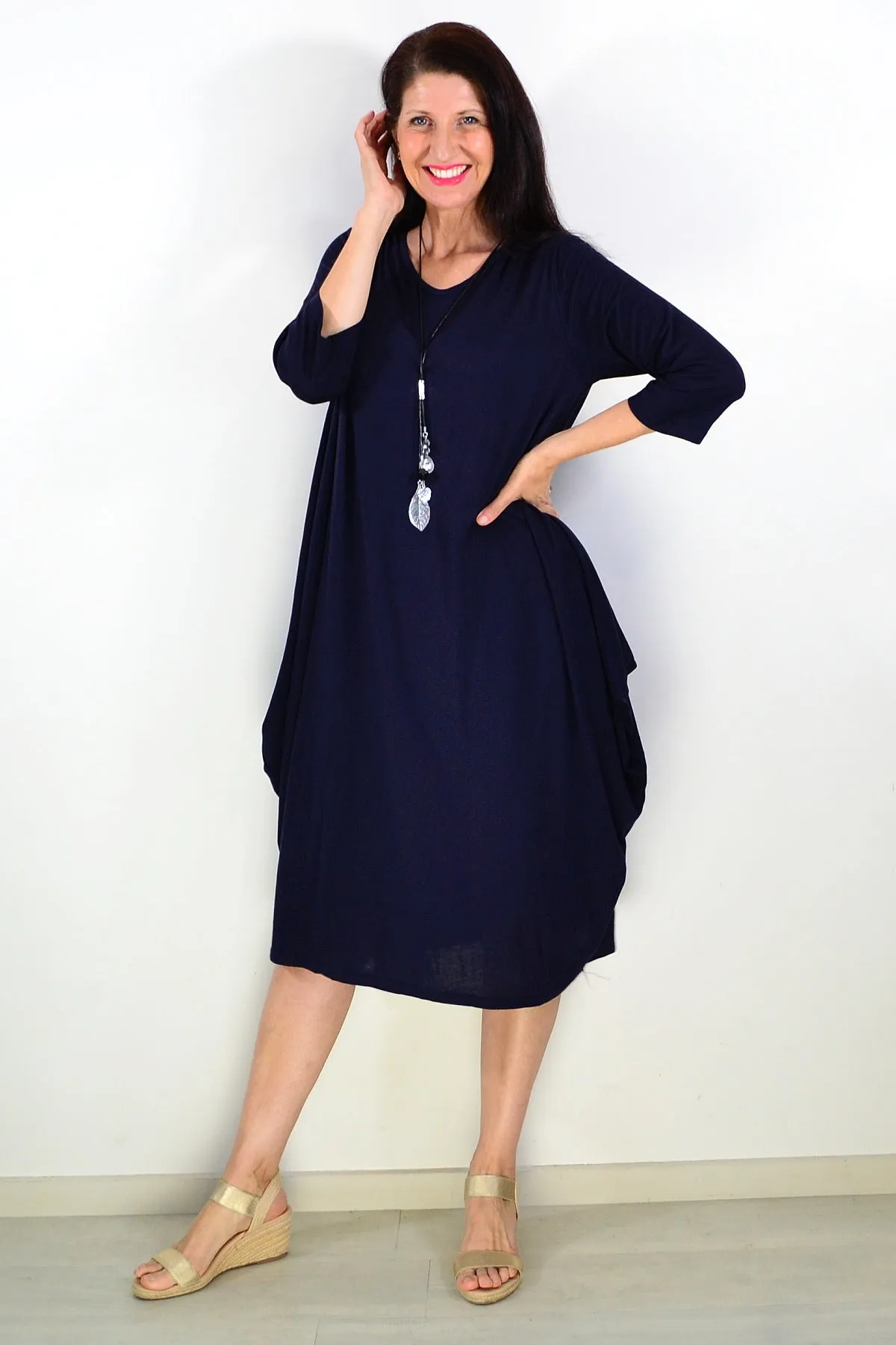 Black Relaxed Oversized Tunic Dress