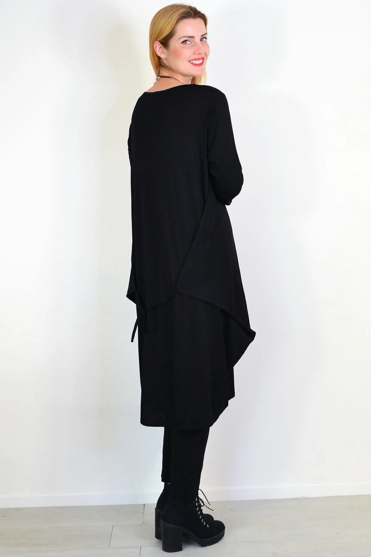 Black Relaxed Oversized Tunic Dress