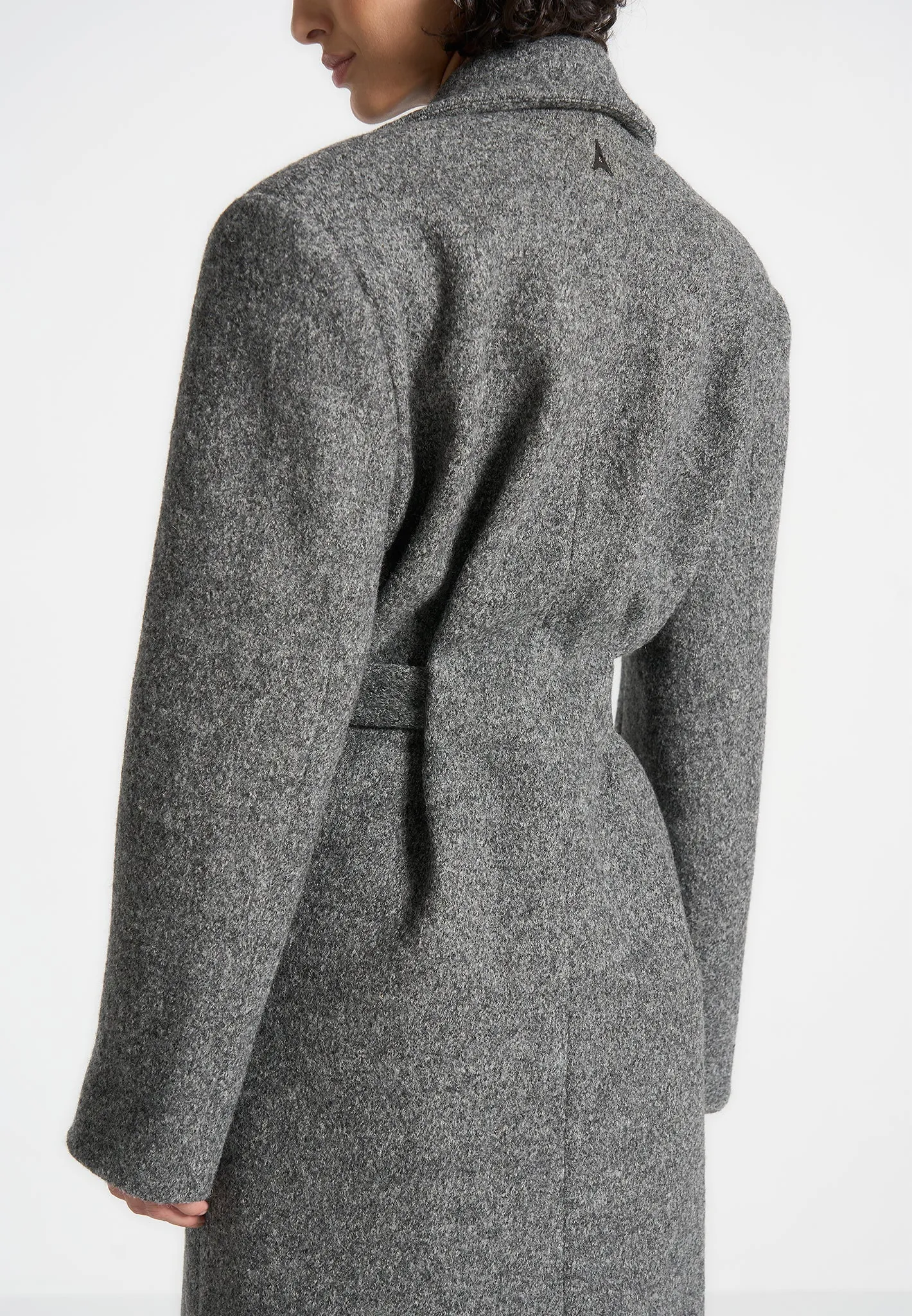 Boxy Wool Belted Coat - Grey