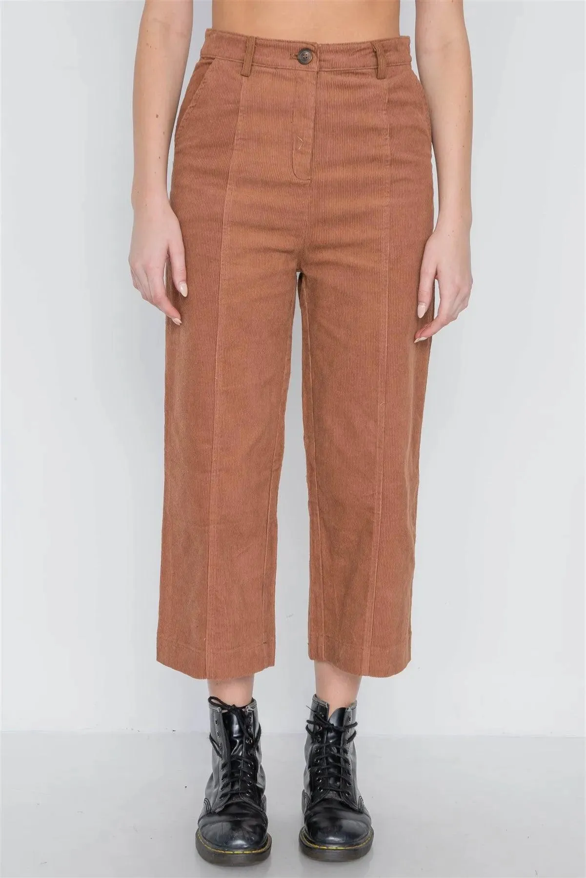 Camel Corduroy Wide Leg Cropped Pants /1-1-2