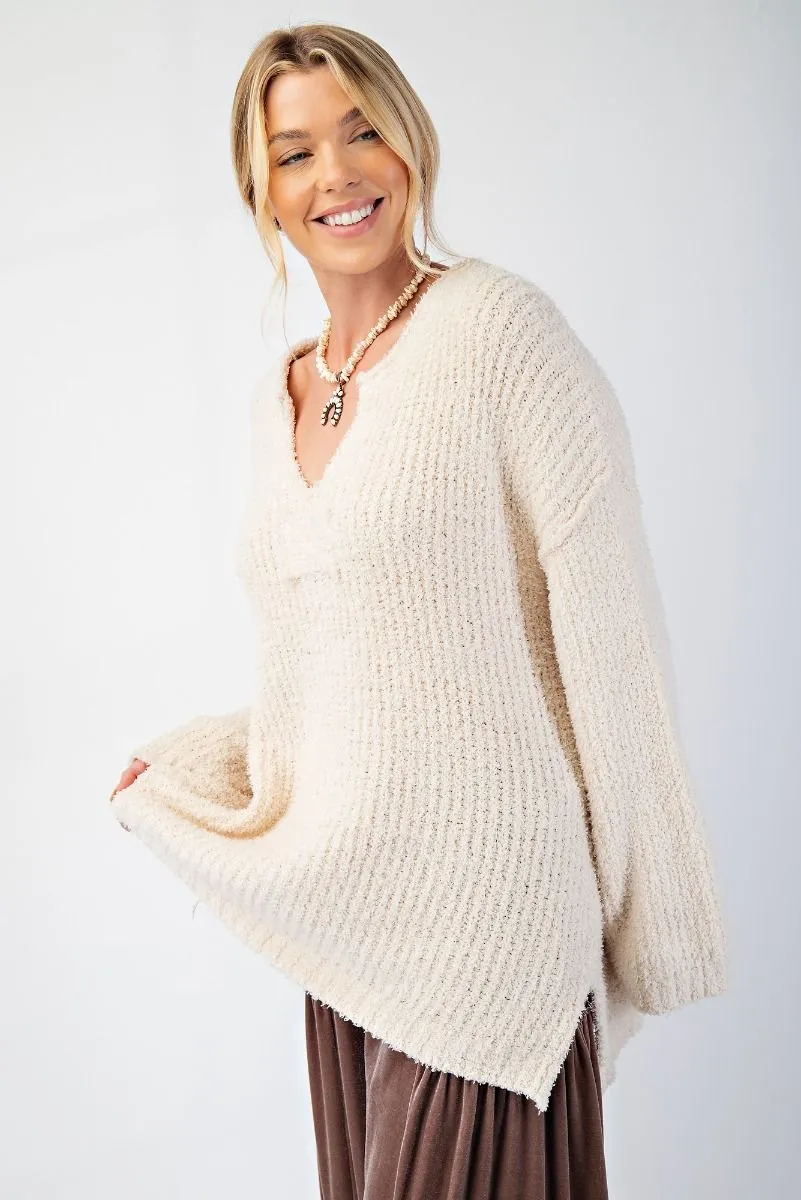 Candy Long Sleeve V Neck Knit Sweater Tunic