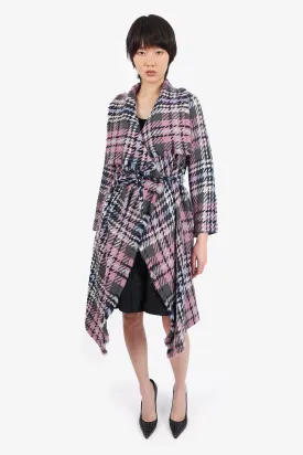 CH Carolina Herrera Pink/Black Wool Plaid Belted Coat Size XS