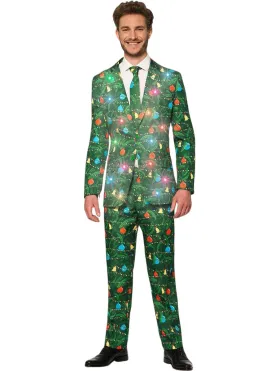 Christmas Tree Mens Green Light Up Costume Suit