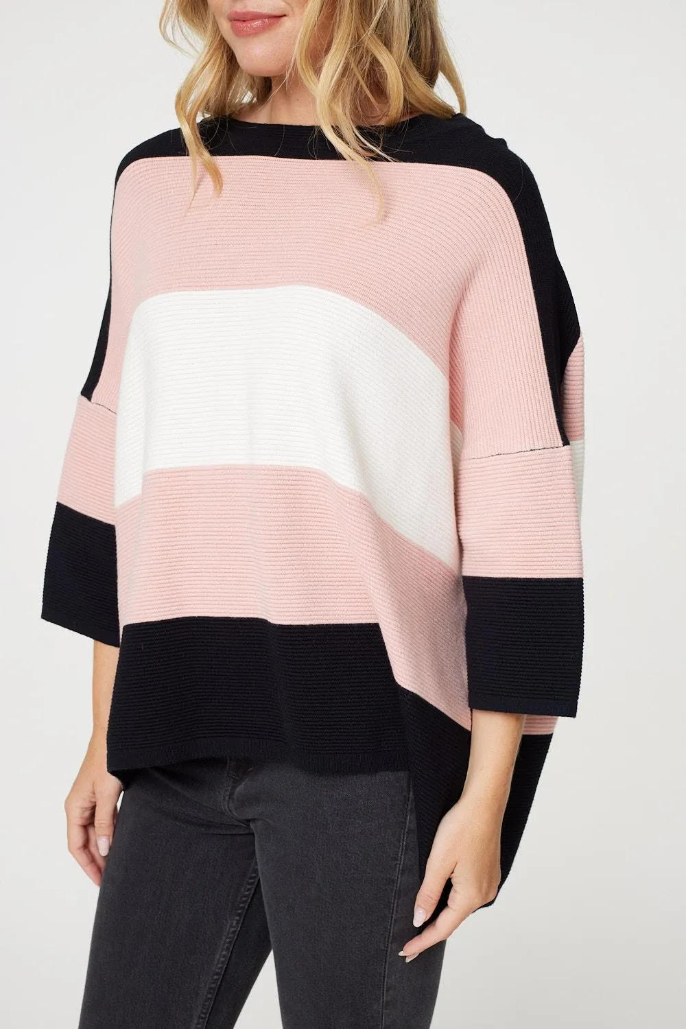 Colour Block Oversized Batwing Top