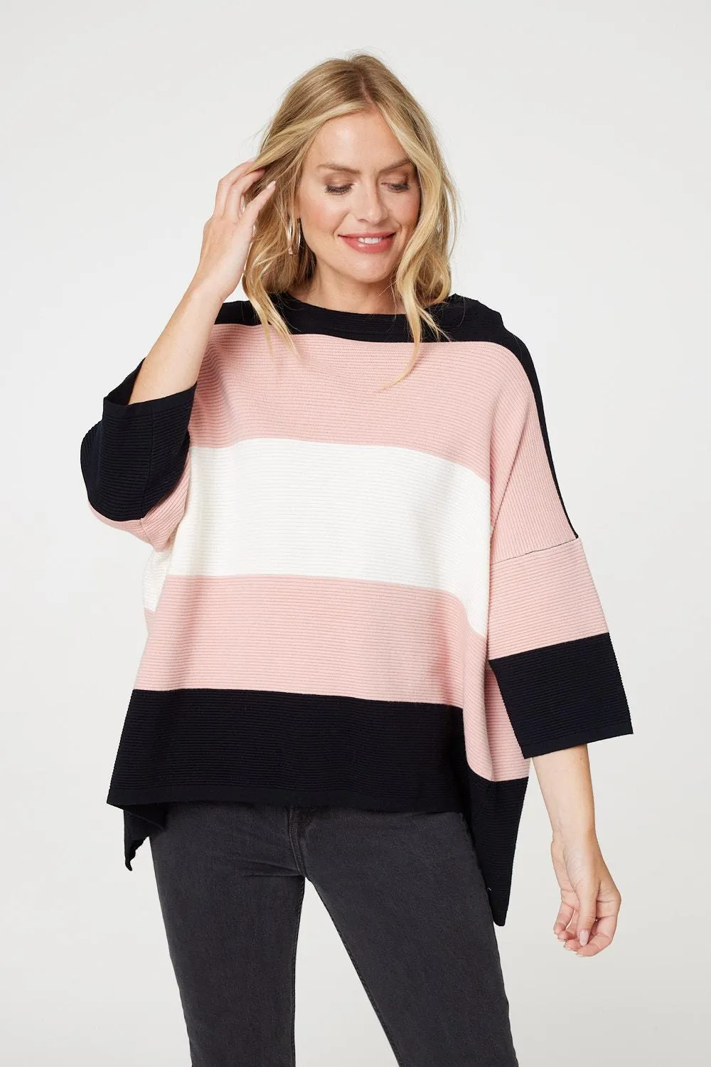 Colour Block Oversized Batwing Top