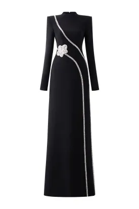 Convoy A-line Stone Velvet Floor Length Dress