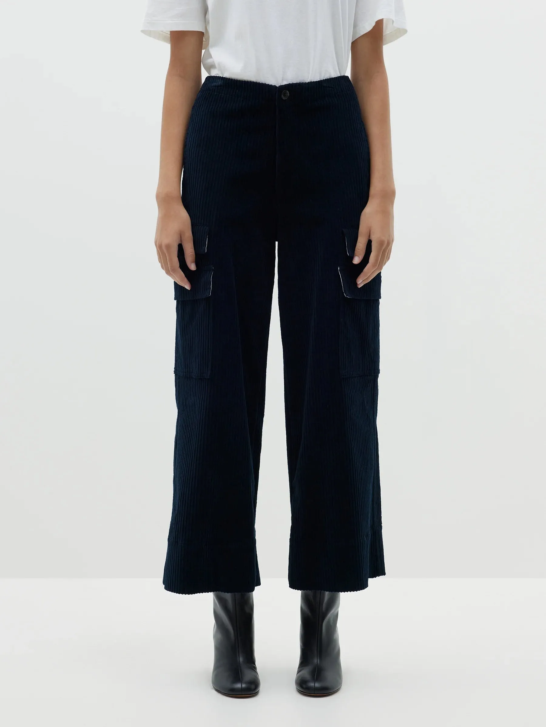 Cord Wide Leg Utility Pant | Ink