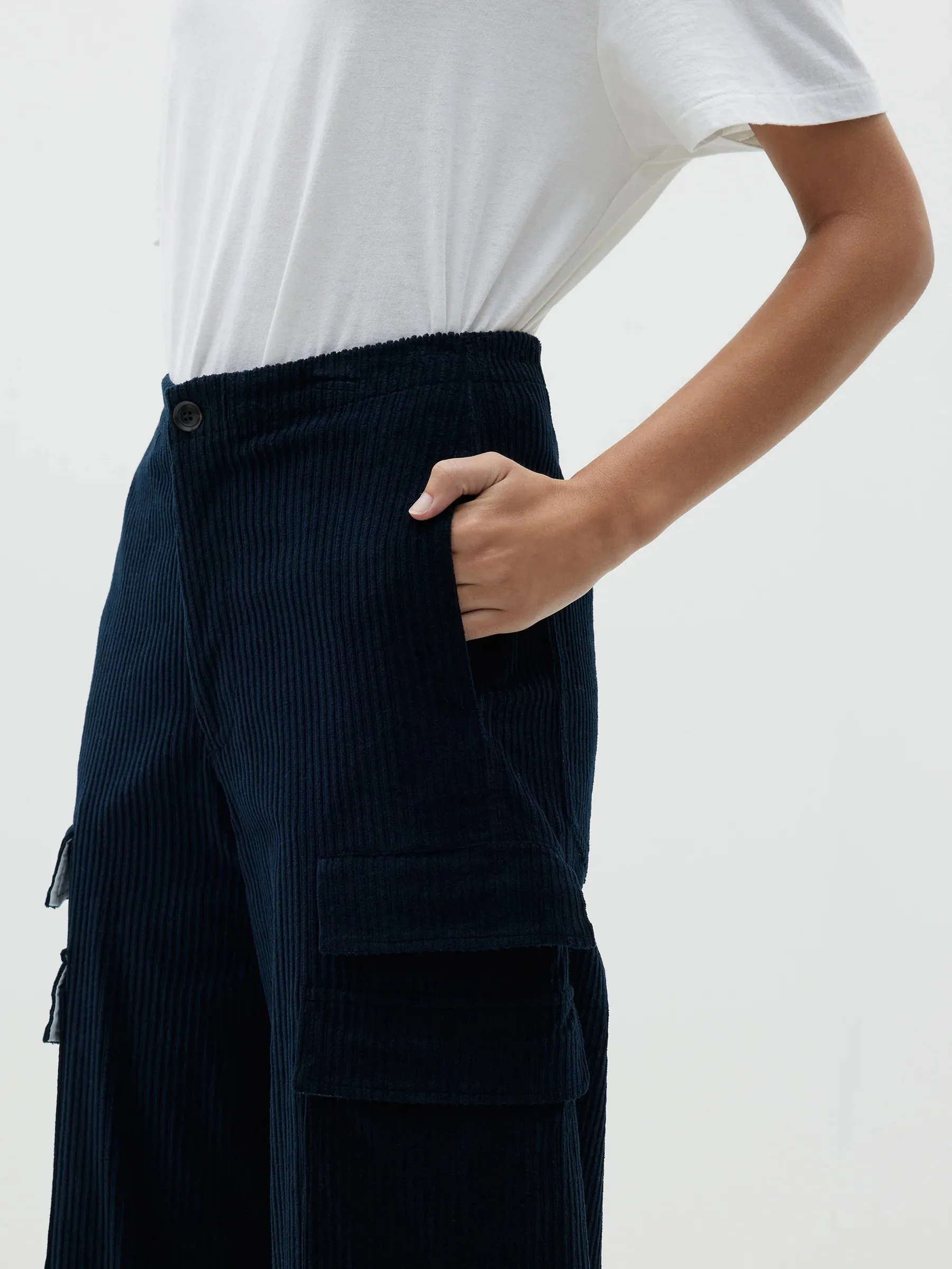 Cord Wide Leg Utility Pant | Ink