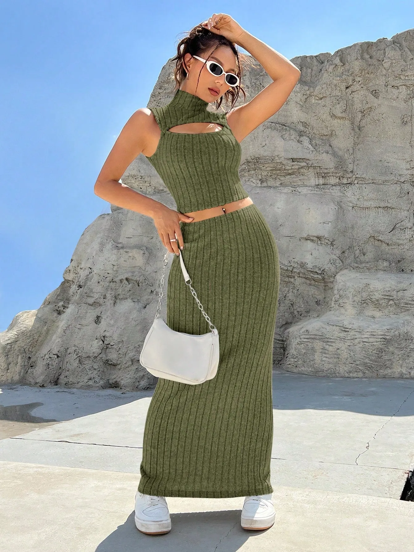 Cut Out Front Tank Top & Pencil Skirt SS23