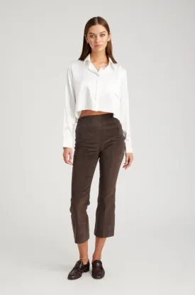 Dark Chocolate Corduroy Crop Flare Pants