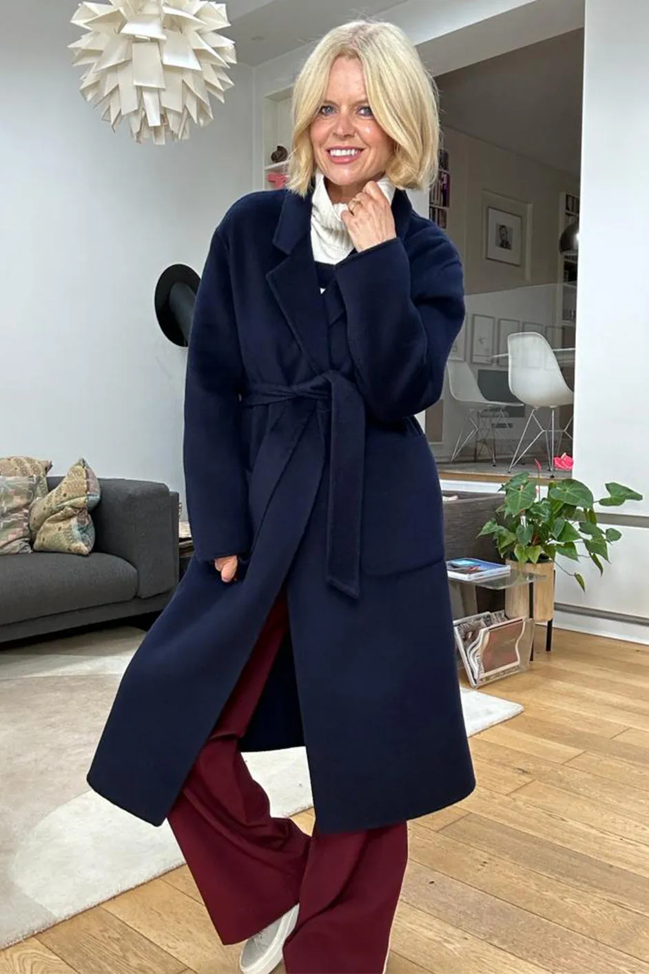 Diane Wool Double Faced Belted Coat - Midnight