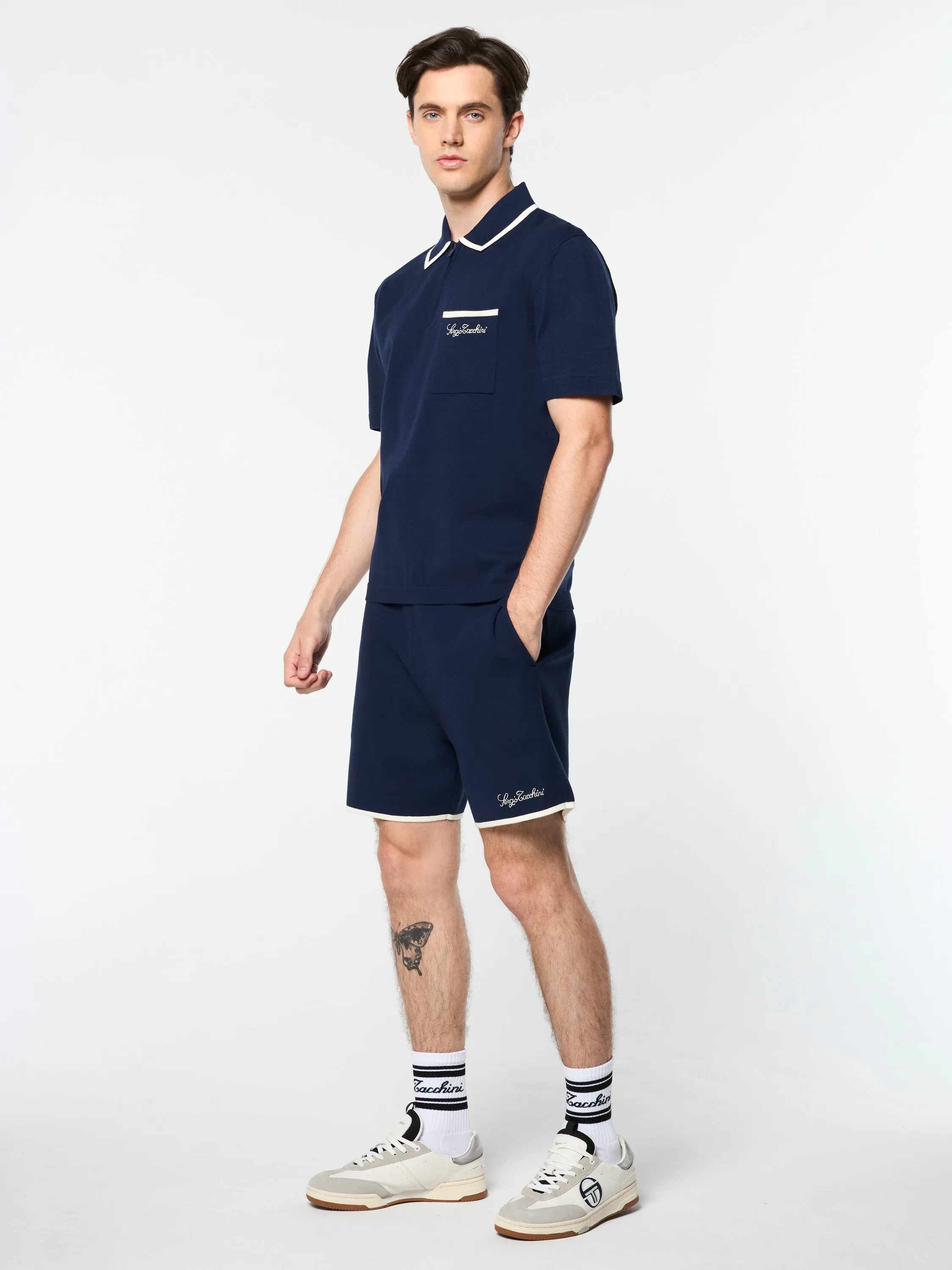 Enzo Knit Polo- Maritime Blue