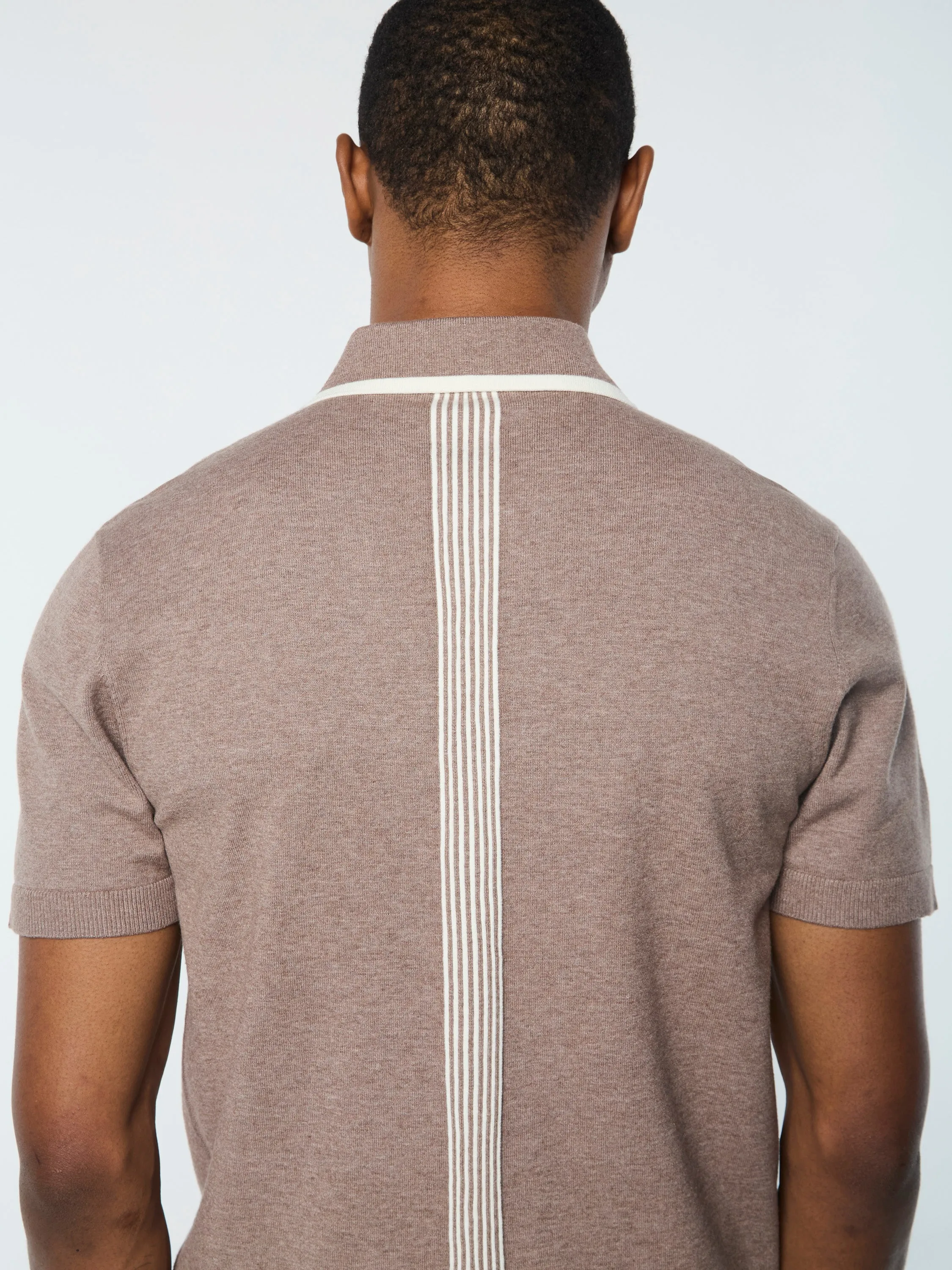 Enzo Knit Polo- Taupe Grey