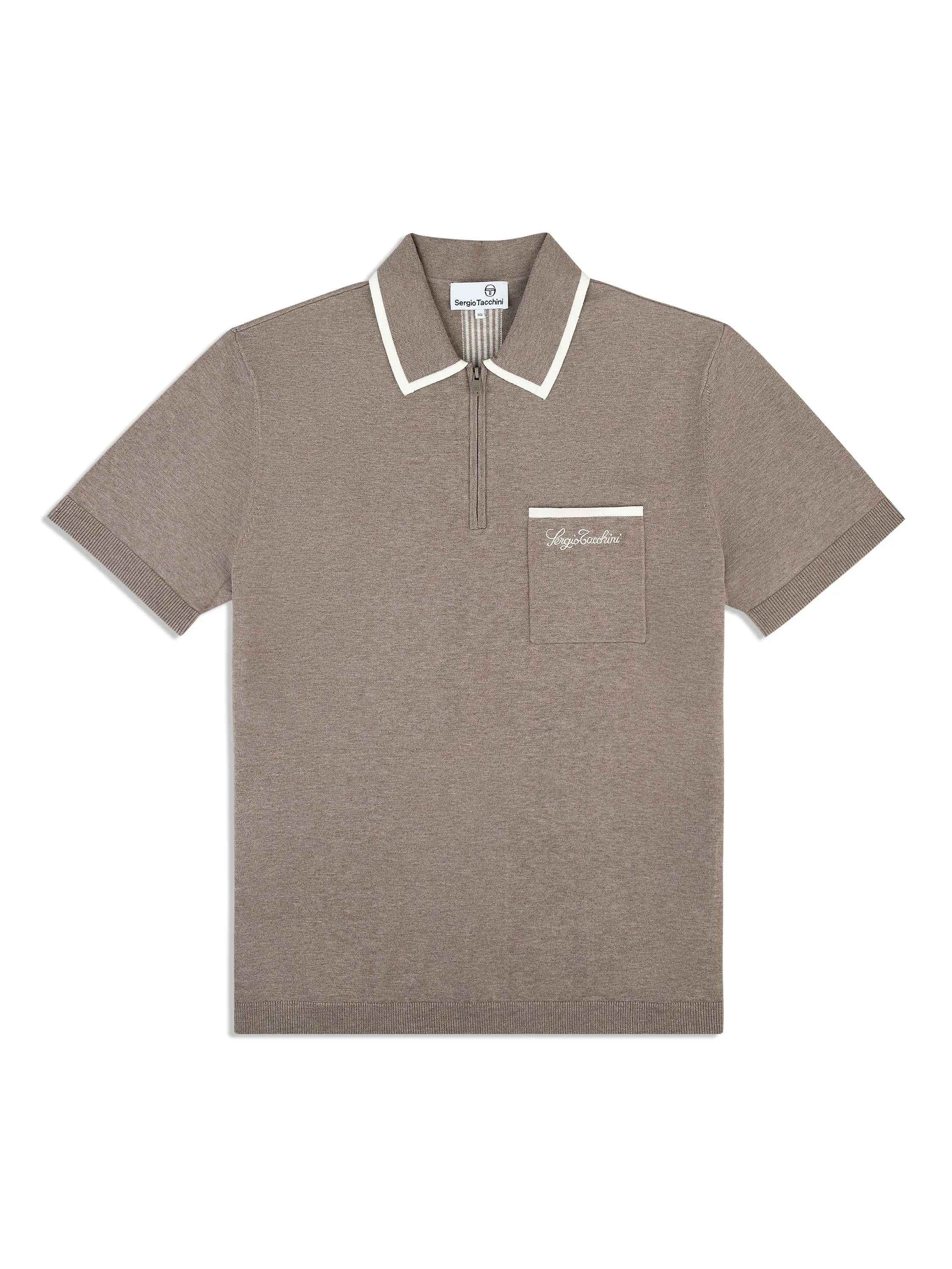 Enzo Knit Polo- Taupe Grey