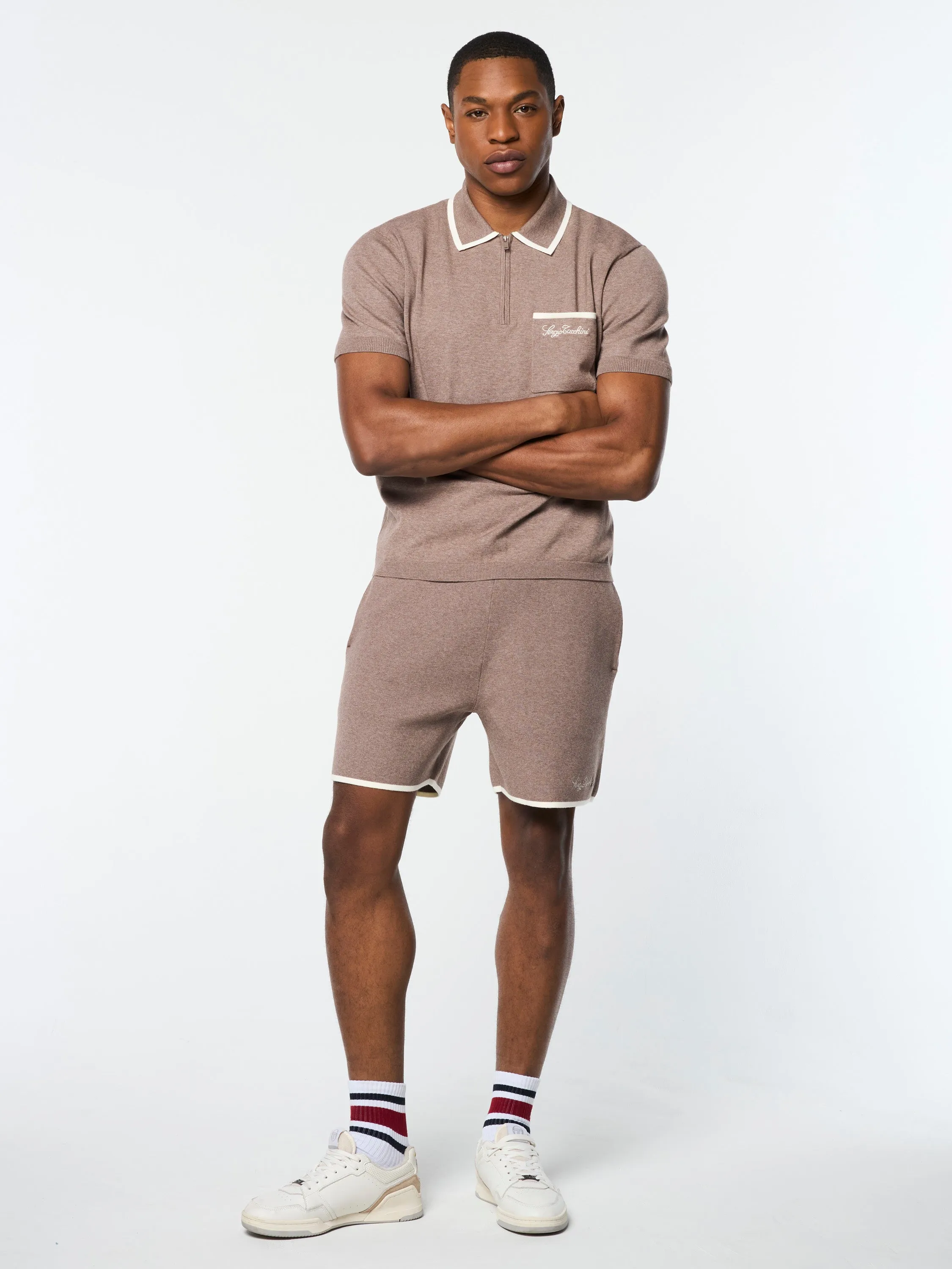 Enzo Knit Polo- Taupe Grey