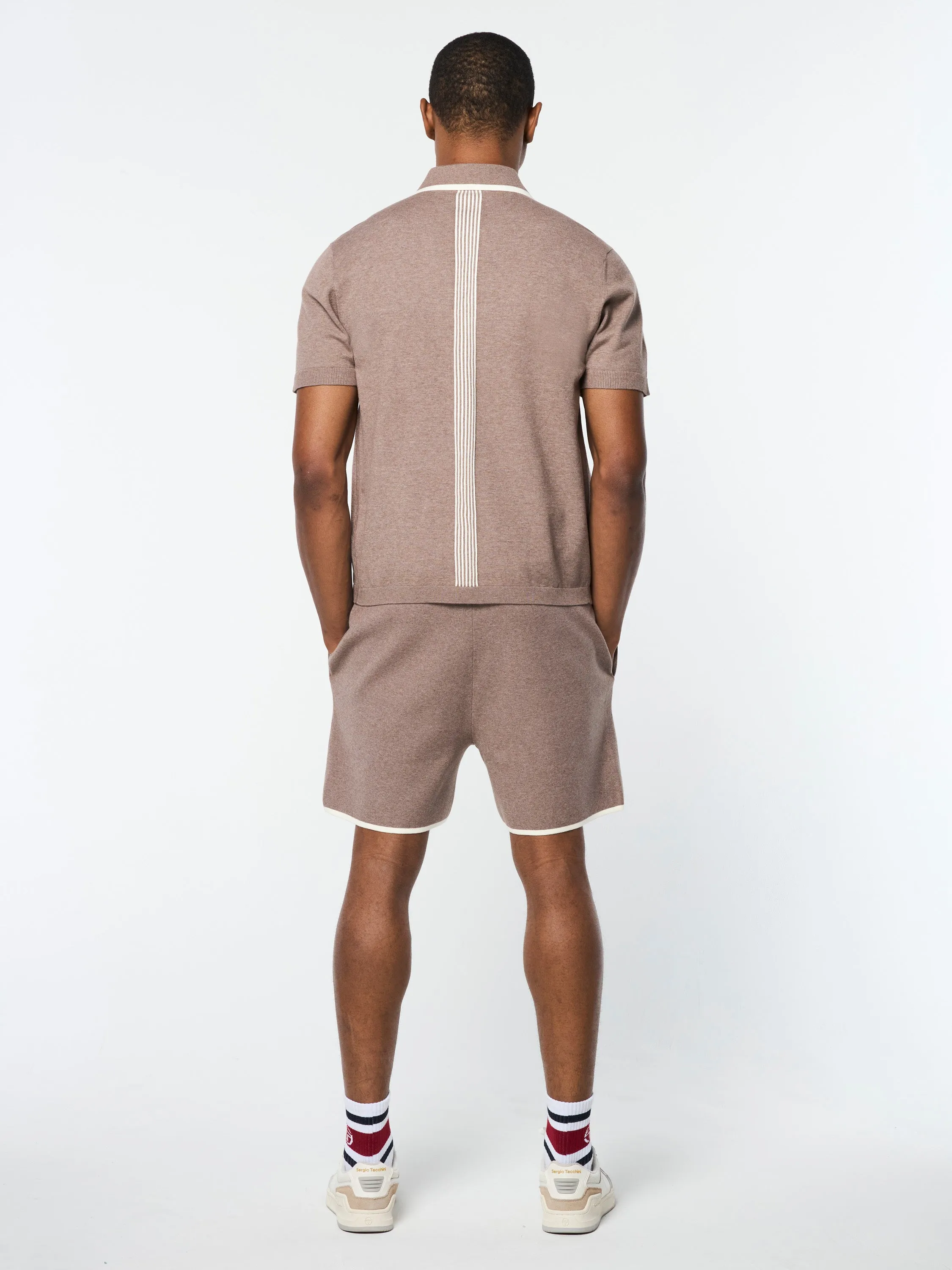 Enzo Knit Polo- Taupe Grey