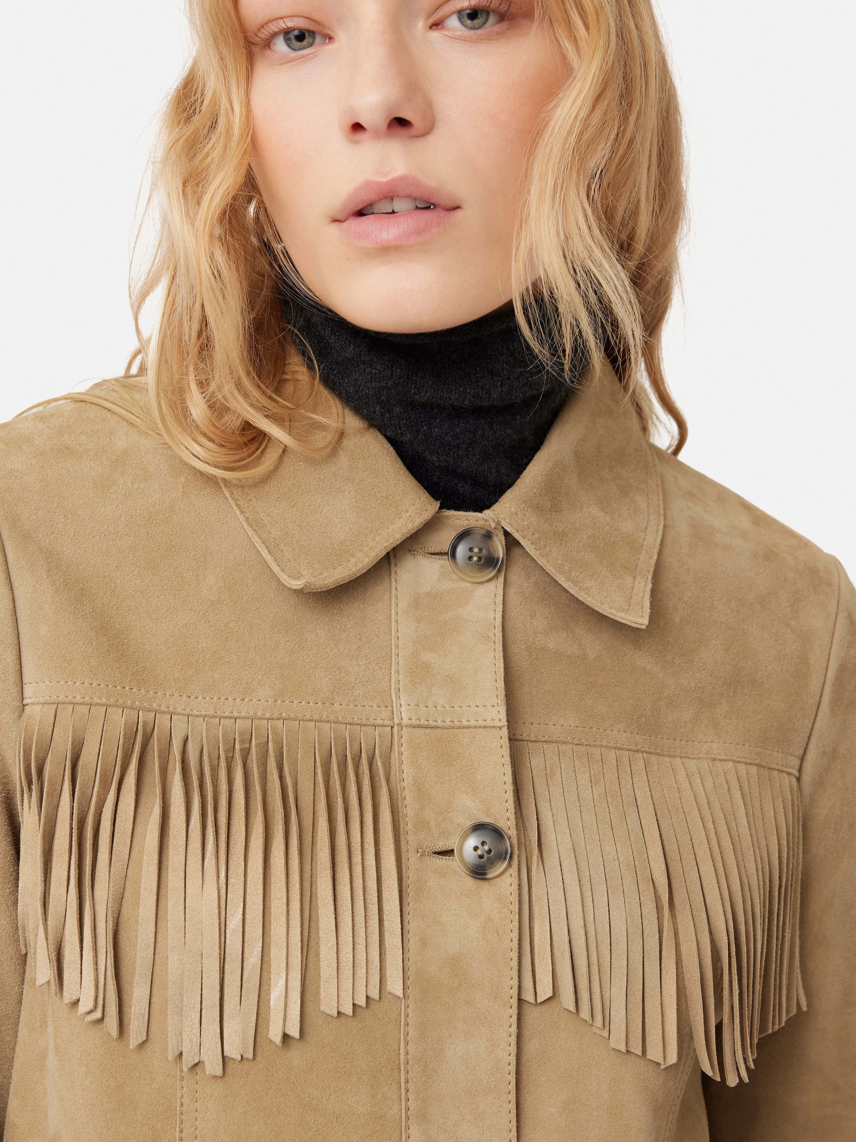 Fringed Suede Jacket | Brown