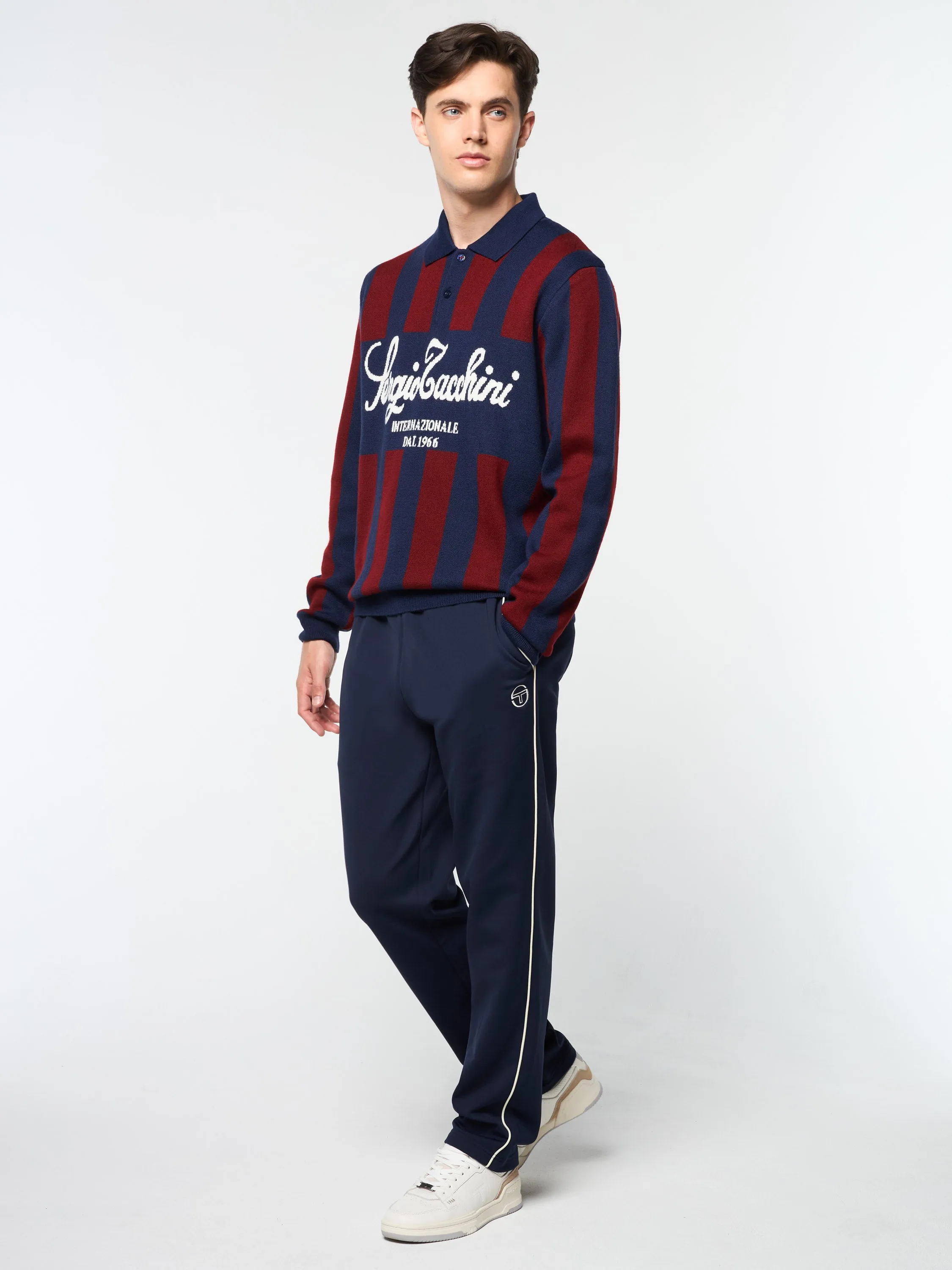 Gioco Jacquard Long Sleeve Polo- Maritime Blue