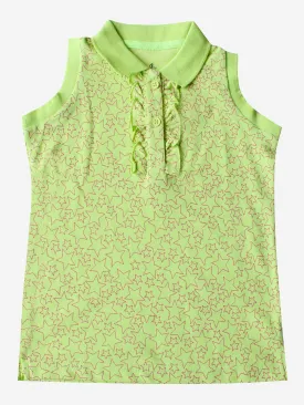 Girls Sleeveless Printed Polo Tee