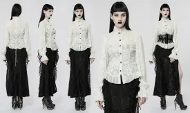 Gothic Chiffon Embroidered Perspective Blouse