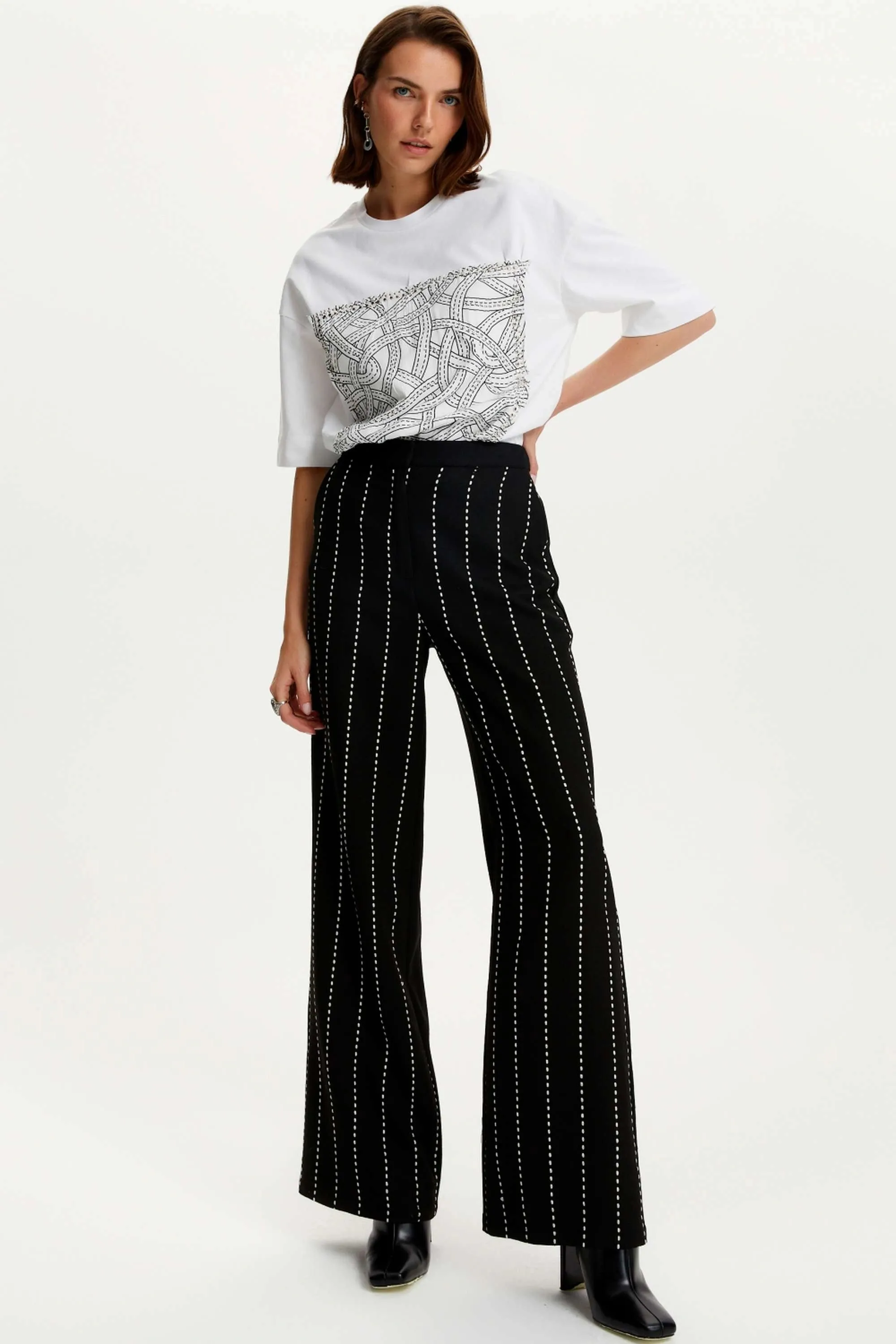 High Waisted Pintuck Stitched Pants (Final Sale)