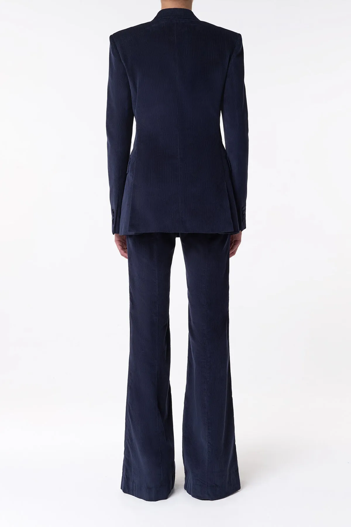 Ianthe Flare Pant in Dark Navy Sea Island Cotton Corduroy