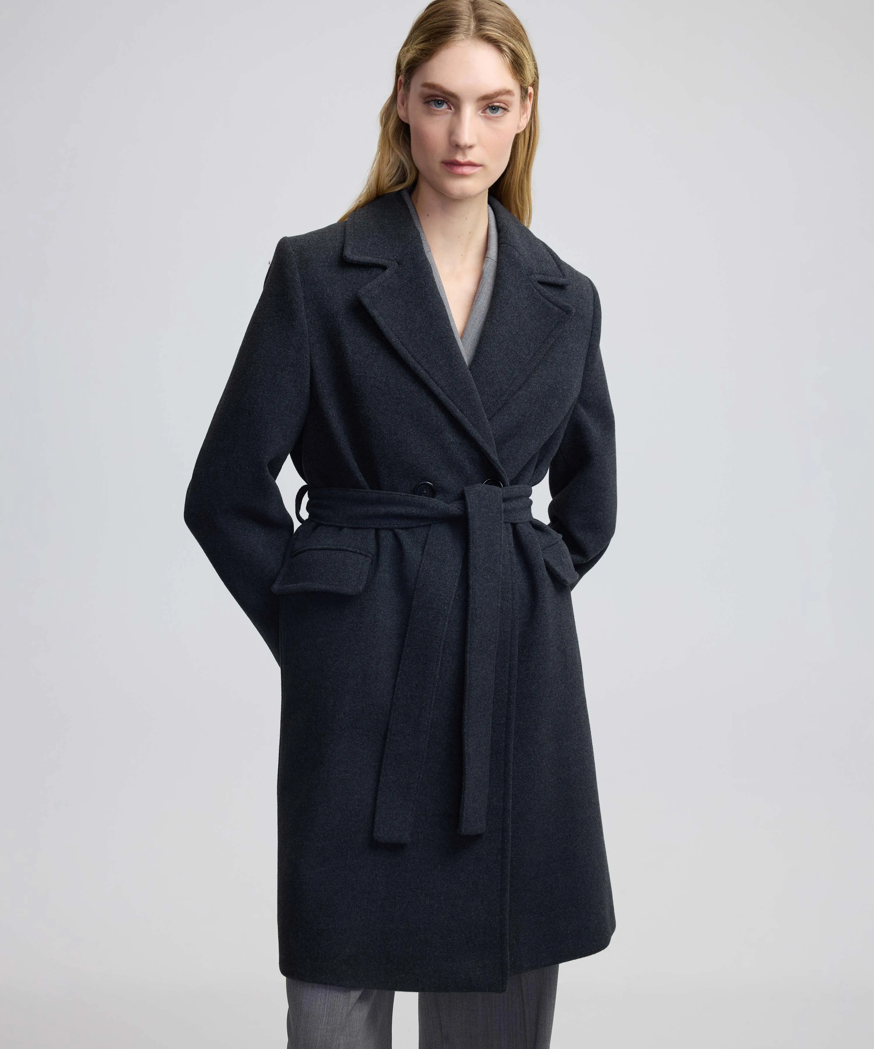 Ipekyol Belted Double Breasted Coat Anthracite