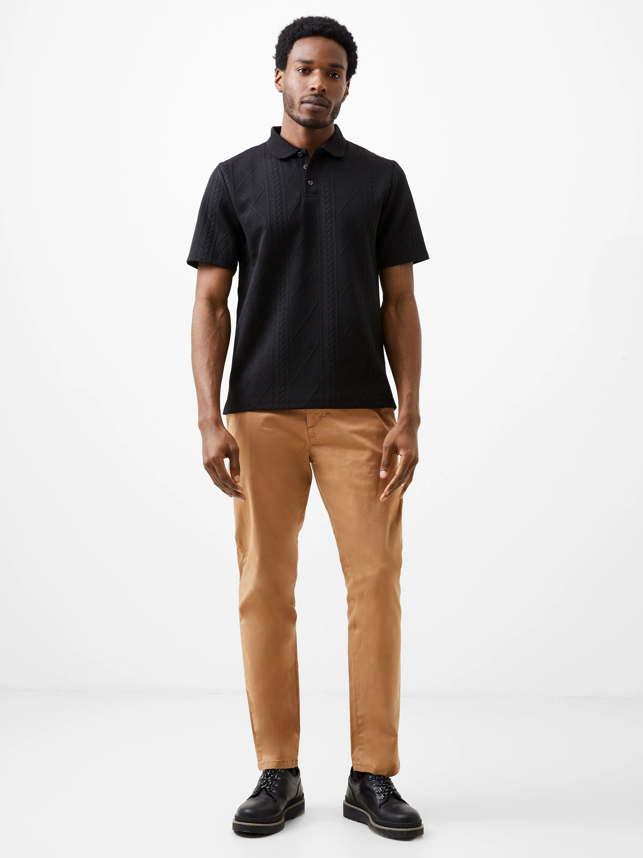 Jacquard Short Sleeve Polo Shirt    