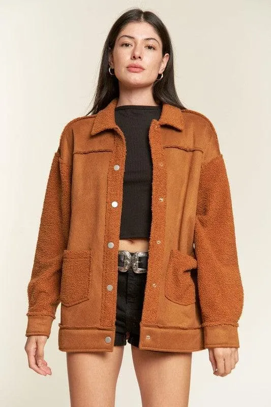 Jade By Jane PLUS Faux Fur and Suede Jacket