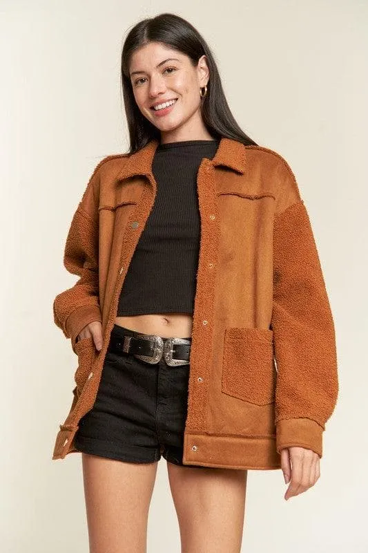 Jade By Jane PLUS Faux Fur and Suede Jacket