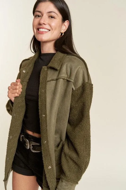 Jade By Jane PLUS Faux Fur and Suede Jacket