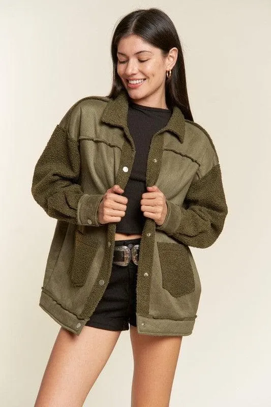 Jade By Jane PLUS Faux Fur and Suede Jacket