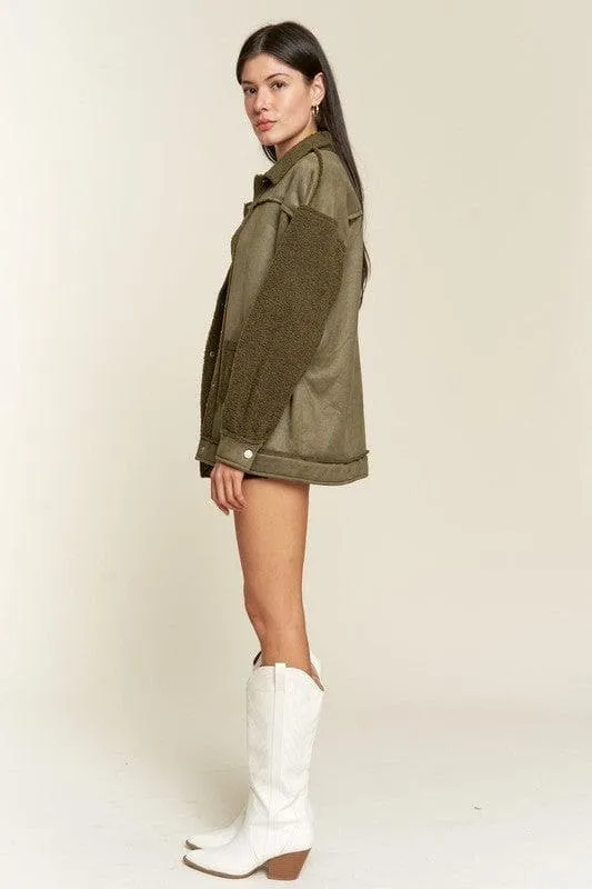 Jade By Jane PLUS Faux Fur and Suede Jacket