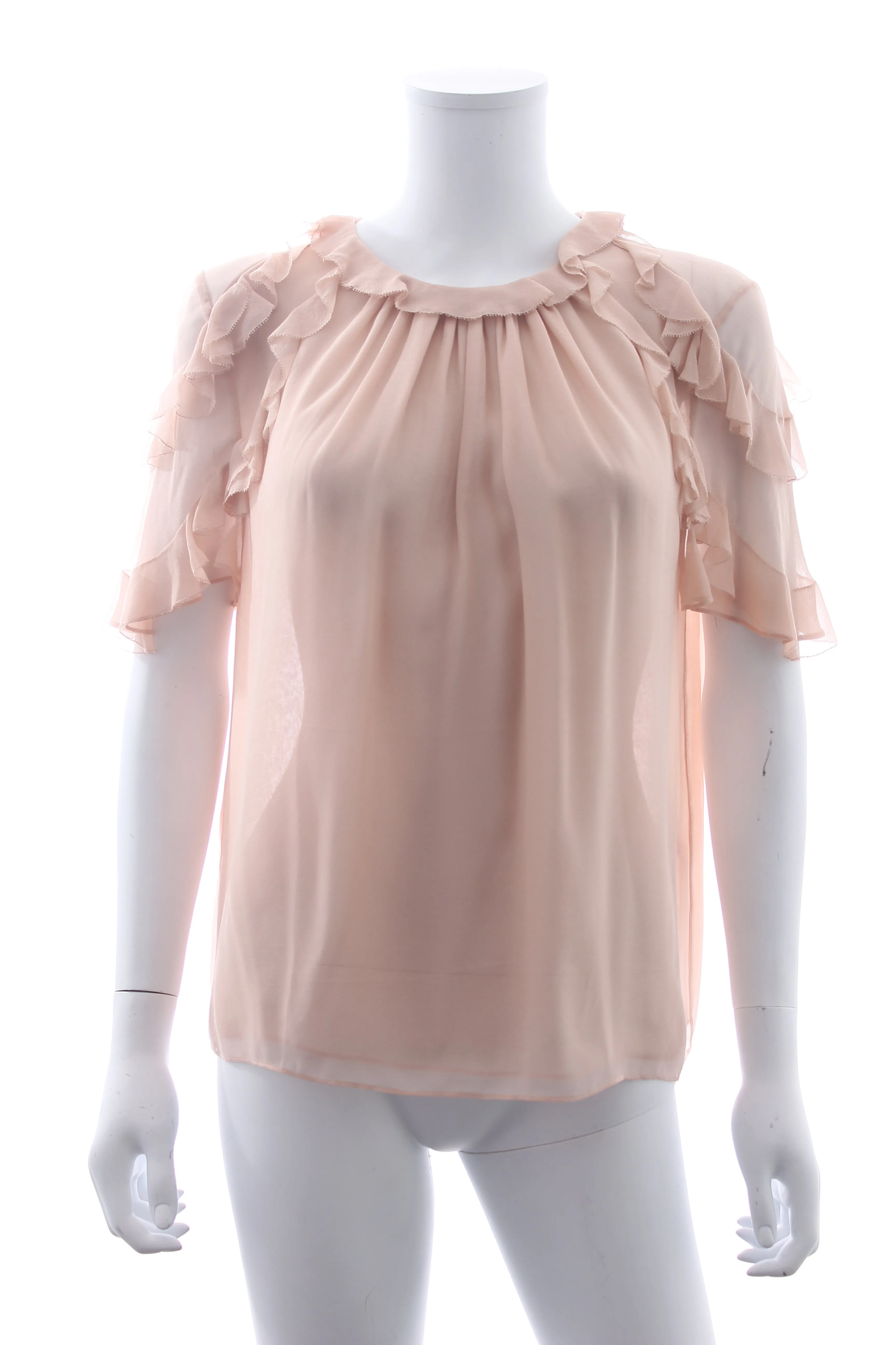 Jason Wu Collection Ruffled Short Sleeved Silk-Chiffon Blouse