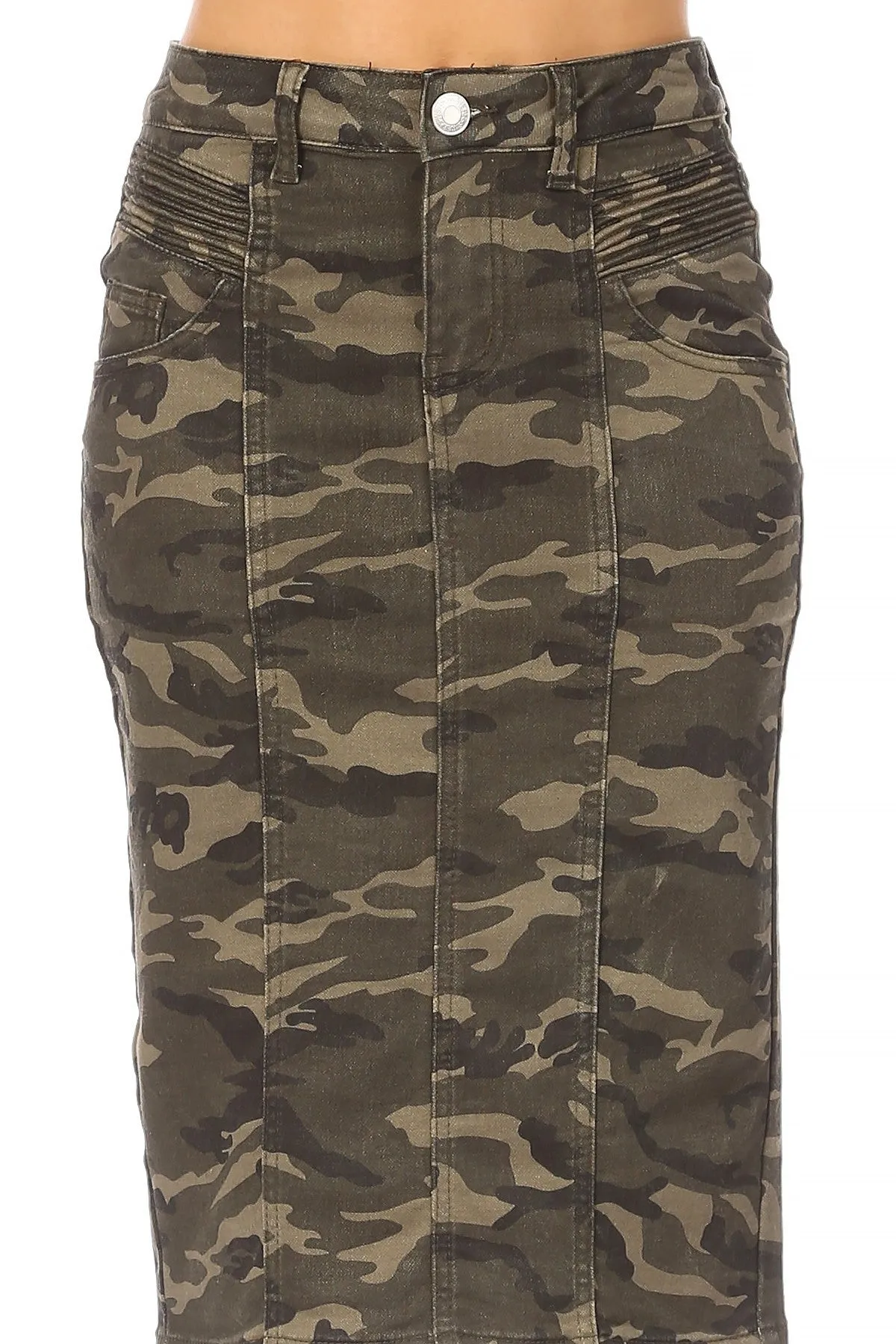 Kaelin Camo Denim Skirt