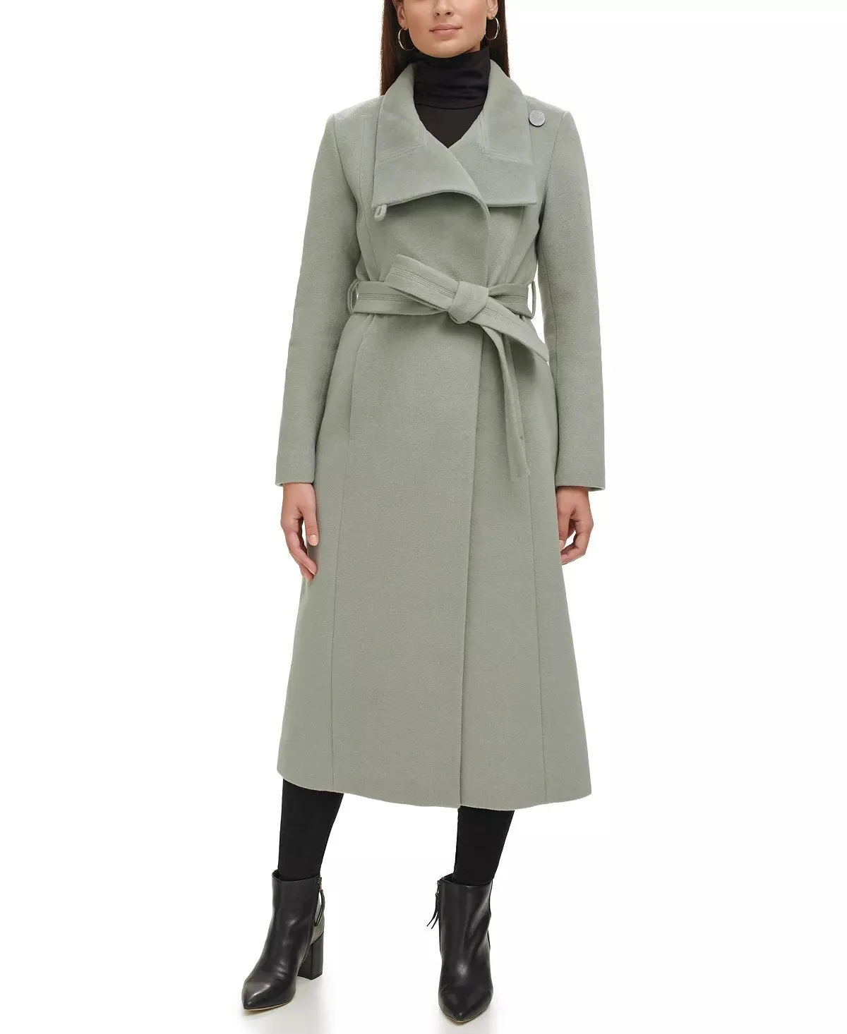 Kenneth Cole New York Women's Full Length Button Fencer Coat with Belt