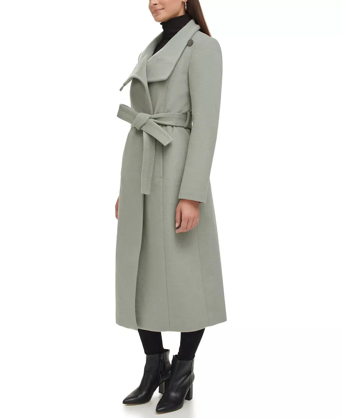 Kenneth Cole New York Women's Full Length Button Fencer Coat with Belt