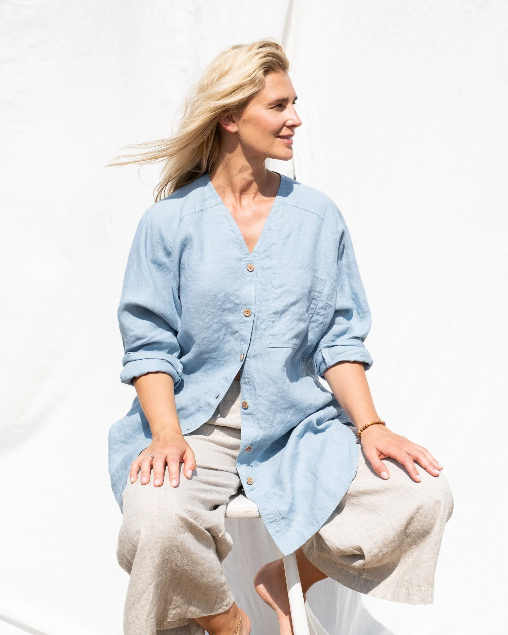 LIVORNO oversized linen shirt