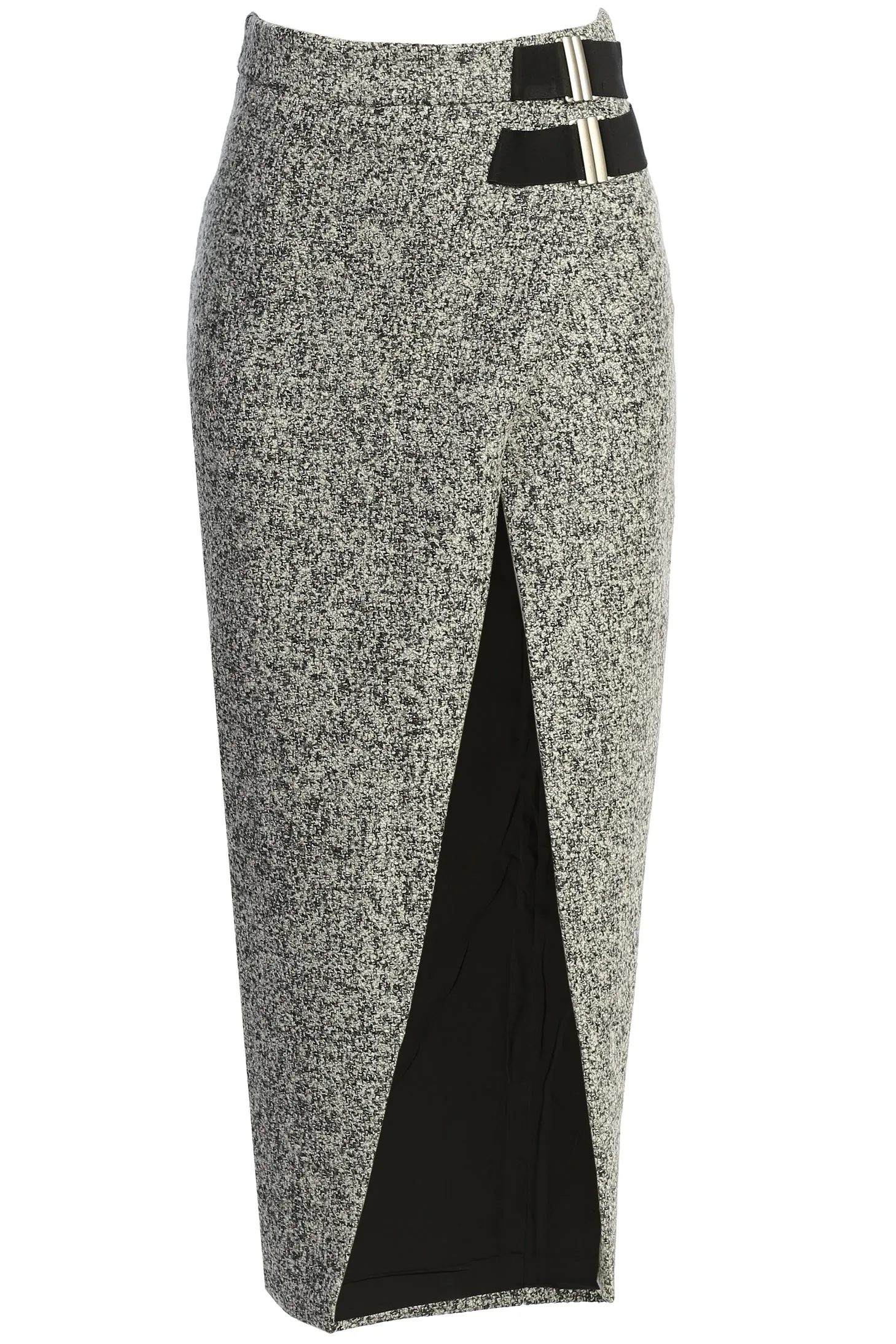 Lt. Grey Gisele Tweed Slit Skirt