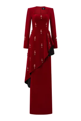 Madisyn Sheath Extended Flap Velvet Floor Length Dress