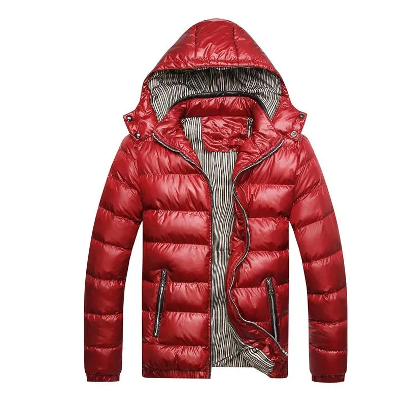 Men’s Winter Padded Parka – Fashionable Thick Thermal Cotton Jacket, Casual Hooded Windbreaker Coat