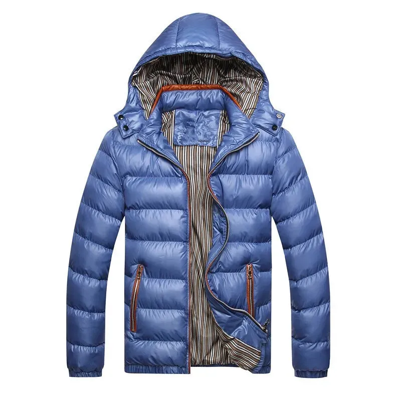 Men’s Winter Padded Parka – Fashionable Thick Thermal Cotton Jacket, Casual Hooded Windbreaker Coat